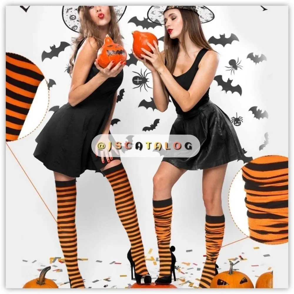 Spandex Striped Halloween Cosplay ThighHighs Stockings Socks OSFM